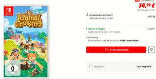 Animal Crossing: New Horizons voor €34,99 bij de Mediamarkt in Duitsland