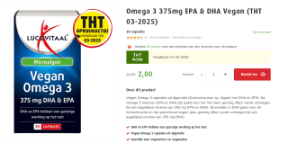 Lucovitaal Omega 3 375mg EPA & DHA Vegan voor €2