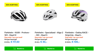 50% korting op diverse fietshelmen bij Timcovoordeelmarkt