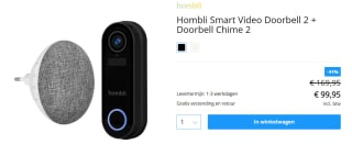 Smart Deurbel + Chime 2 | 1080p | Wifi (Hombli, Wit of zwart) voor €99,95 bij Tink