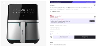 Freidora de aire - Cecotec Cecofry Full Inox Pro 5500 con Accesorios, 1700 W, 8 Modos, 5.5L por 50.12€ (Cuenta Nueva 40.12€)