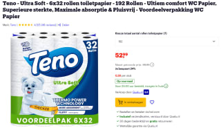 Teno - Ultra Soft - 6x32 rollen toiletpapier - 192 Rollen voor €52,99 bij Bol.com