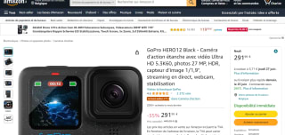 Caméra sportive GoPro Hero12 Black Ultra HD 5.3K60 à 291,99€