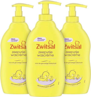 Zwitsal Baby Zeepvrije Wascrème - 3 x 400 ml - voor €8,73 bij Bol.com