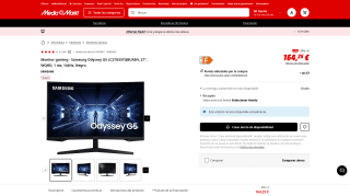 Monitor Gaming Samsung Odyssey G5 27" por 164,25€