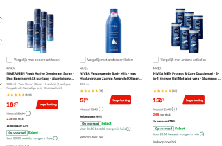 Tot 55% korting op geselecteerde Nivea producten bij Bol