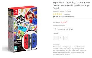 Super Mario Party + Joy Con Rojo y Azul por $1,799 en Liverpool
