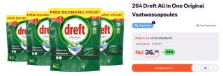 Dreft All In One Original Vaatwascapsules 262 stuks voor €36,95 bij Ibood