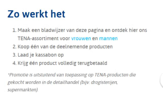 Probeer een product van Tena gratis na cashback