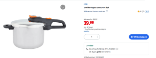 Tefal Snelkookpan Secure Click voor €39,99 in de Lidl webshop