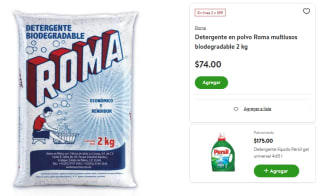 2 Pack Detergente Roma Multiusos 2kg por $99 | Descuento Bodega Aurrera