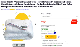 Sleep Comfy 4 seizoenen dekbedden voor €58,36 bij Bol.com