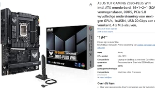 ASUS TUF Gaming Z890-PLUS WIFI moederbord voor €194,90 bij Amazon