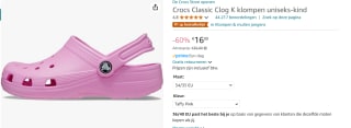 Classic Clog "T" kids roze en navy voor €16 bij Amazon