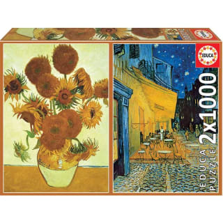 Educa - Set de 2 Puzzles de 1000 Piezas Los Girasoles y Terraza de café por la Noche de Vincent Van Gogh por 8,37€