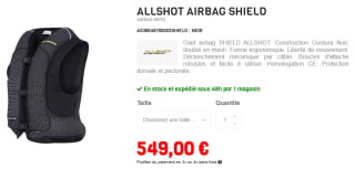 Protection gilet de moto air-bag Allshot à 549€