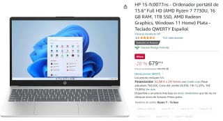 Portátil HP 15-fc0077ns con AMD Ryzen 7 7730U, 16 GB RAM, 1TB SSD por 679.99€