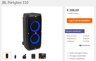 JBL Partybox 310 voor €388 + 4000 ING rentepunten