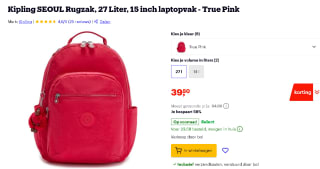 Kipling Seoul roze rugzak 27 liter voor €39,50 bij Bol