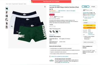 Pack 3 Lacoste 5h1803 Ropa interior Hombre por solo 26,95€