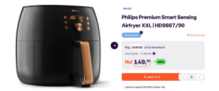 PHILIPS HD9867/90 Premium Airfryer XXL voor €149,95 bij Ibood