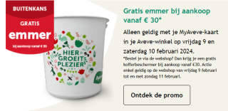 Gratis emmer vanaf €30 bij Aveve