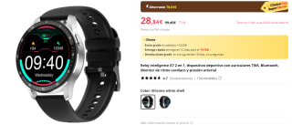 Reloj inteligente X7 2 en 1, dispositivo deportivo con auriculares TWS por 28,67€