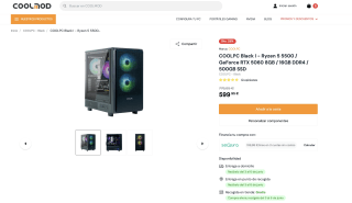 COOLPC Black I Ryzen 5 5500 GeForce RTX 5060 8GB 16GB DDR4 500GB SSD por solo 599,95€