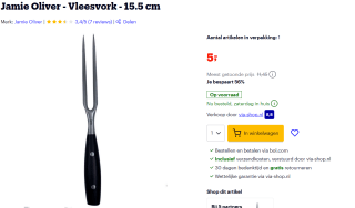 Tefal Jamie Oliver Vleesvork 15cm voor €5 bij Bol.com