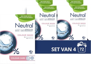 Neutral Waspoeder - Parfumvrij Kleur - voor de gevoelige huid - 4 x 18 wasbeurten -voor €16,78 bij Amazon