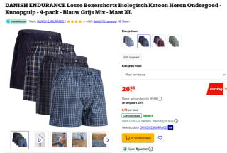 DANISH ENDURANCE 4-pack biologisch katoen boxershorts met knoopgulp voor €26,95 bij Bol