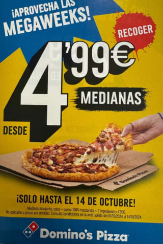 Megaweek Clazzica’s por solo 6,99€ y Deluxe’s 8,99€ de Domino's Pizza