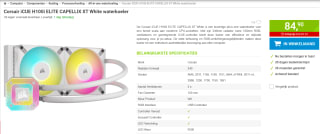 Corsair iCUE H100i ELITE CAPELLIX XT White waterkoeler voor €84,90 bij Megekko