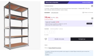 Estantería Metálica Galvanizada Nyana Home 875kg 5 Baldas por 19.99€ (Cuentas Nuevas 12€)