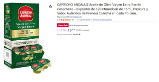 Aceite de Oliva Virgen Extra CAPRICHO ANDALUZ - Expositor de 120 Tarrinas 15ml Aceite Recién Cosechado por 13.96€