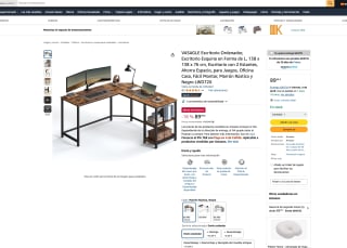 VASAGLE Escritorio Ordenador Esquina en Forma de L 138x138x76cm con 2 Estantes por solo 89,99€