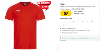 Camiseta para Hombre PUMA teamGOAL por 5.39€
