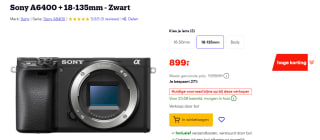Sony A6400 + 18-135mm f/3.5-5.6 OSS voor €899 bij bol.com