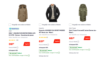 Tot 60% korting op diverse jassen en truien bij Bol