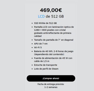 Steam Deck LCD 64GB por 369€ y el de 512GB por 469€