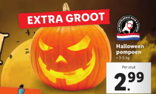 Halloween pompoen 3-5 kg voor €2,99 bij de Lidl