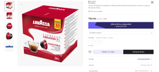Marca Lavazza, 90 Cápsulas Compatibles con Máquina Nescafé Dolce Gusto, 3 cajas de 30 cápsulas (720 g)por 12,74€