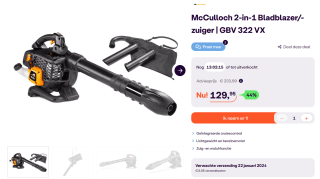 McCulloch 2-in-1 Bladblazer/-zuiger GBV322VX voor €129,95 bij iBOOD