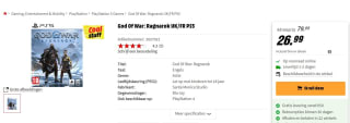 God of War Ragnarök - PS5 voor €26,99 bij de MediaMarkt in België