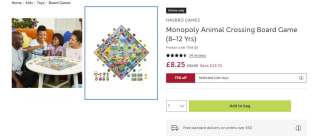 Monopoly Animal Crossing Board Game - £8.25