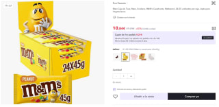 24 Bolsas 45g M&m's Cacahuete por 10,84€ (cuenta nueva por 6,50€)