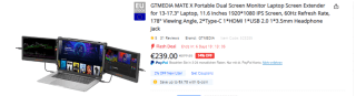 Extension double écran pour Ordinateur Portable à 239€