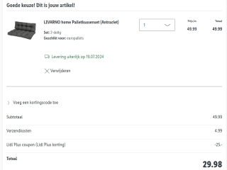 50% korting op alle tuinstoelkussens in de Lidl-webshop