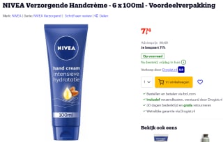 NIVEA Verzorgende Handcrème 6 x 100ml voor €7,74 bij Bol.com
