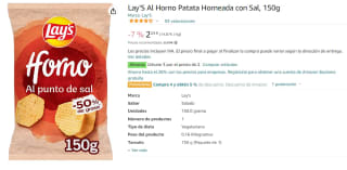 6 Bolsas de Lays Patatas fritas al punto de sal de 150 g por 8.25€
